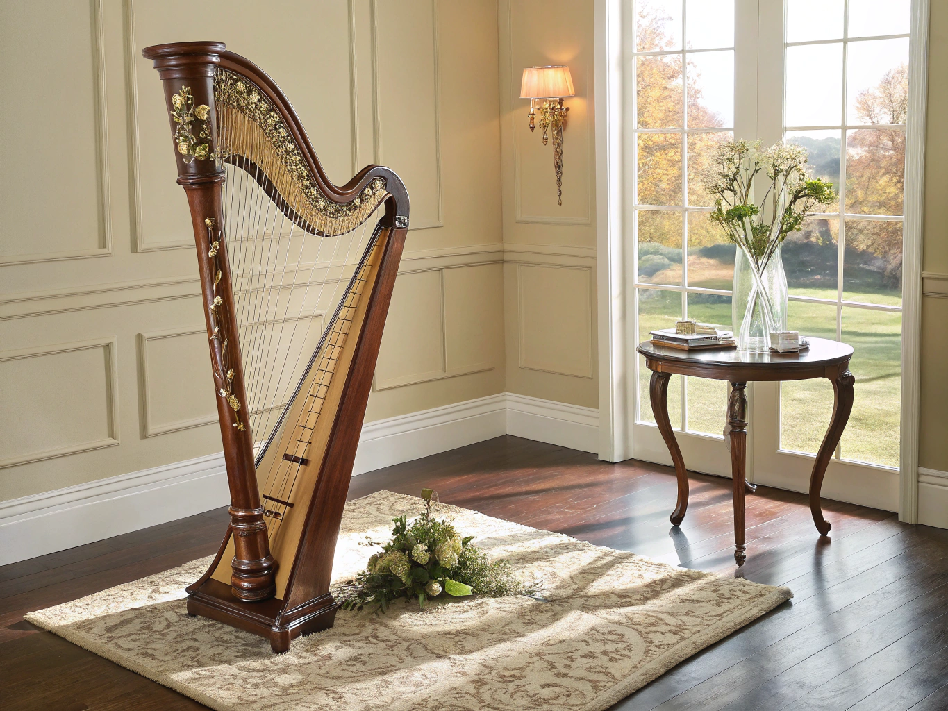 Elegant harp and piano in a Montana setting